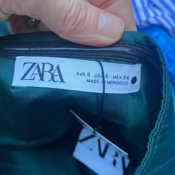 NWT ZARA GREEN TOPSTITCHED STRAPLESS MAXI DRESS size small - Picture 8 of 16